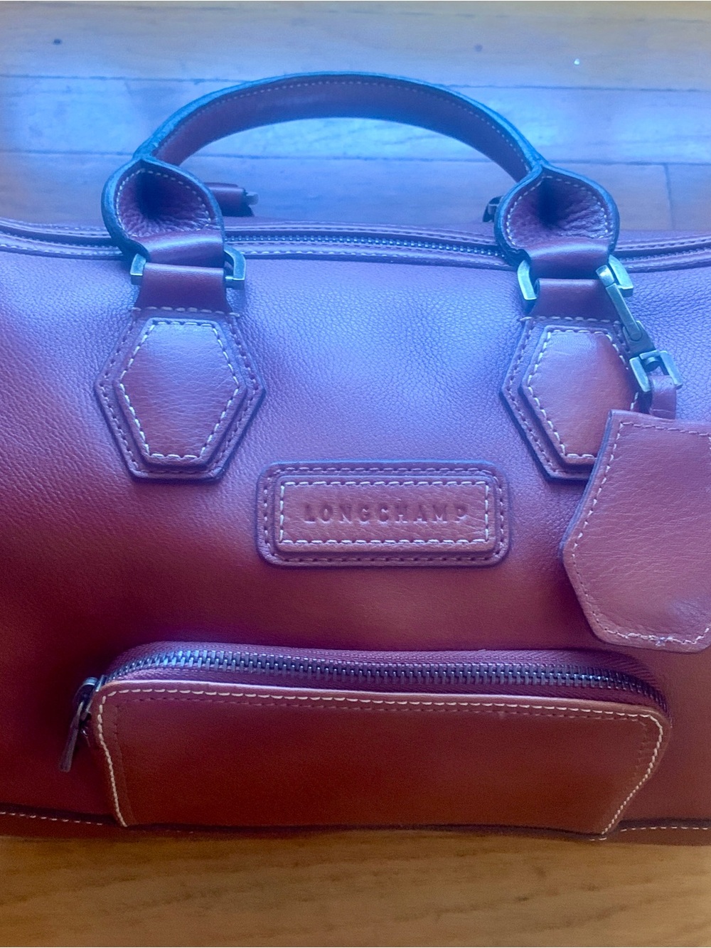 Longchamp Rare Speedy Leather Carry Bag in Cognac Brown